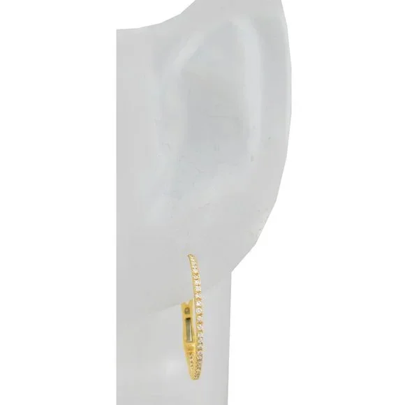 Genuine 0.80 Cts Diamonds Hoop Earrings 14K Gold